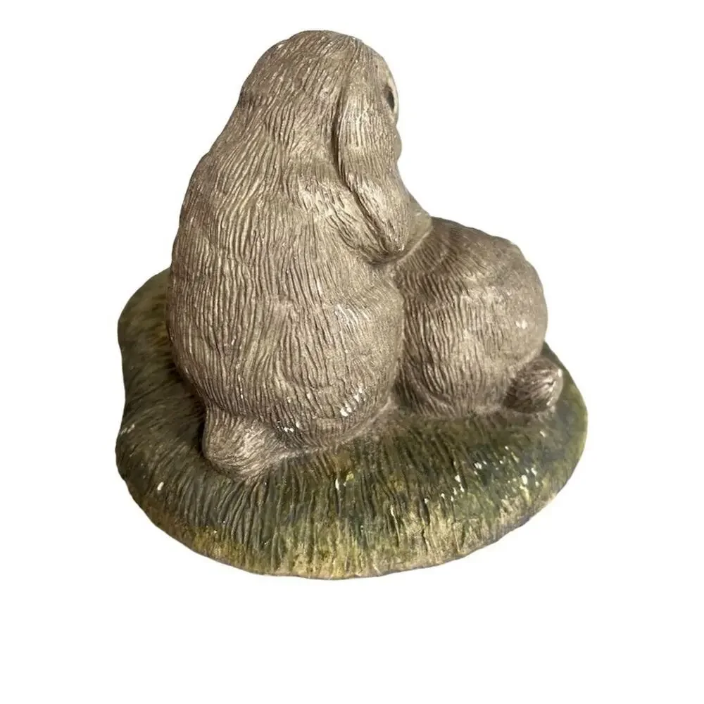 Whimsical Gray Resin Bunny Figurine with Candle Holder for‎ Tea Light